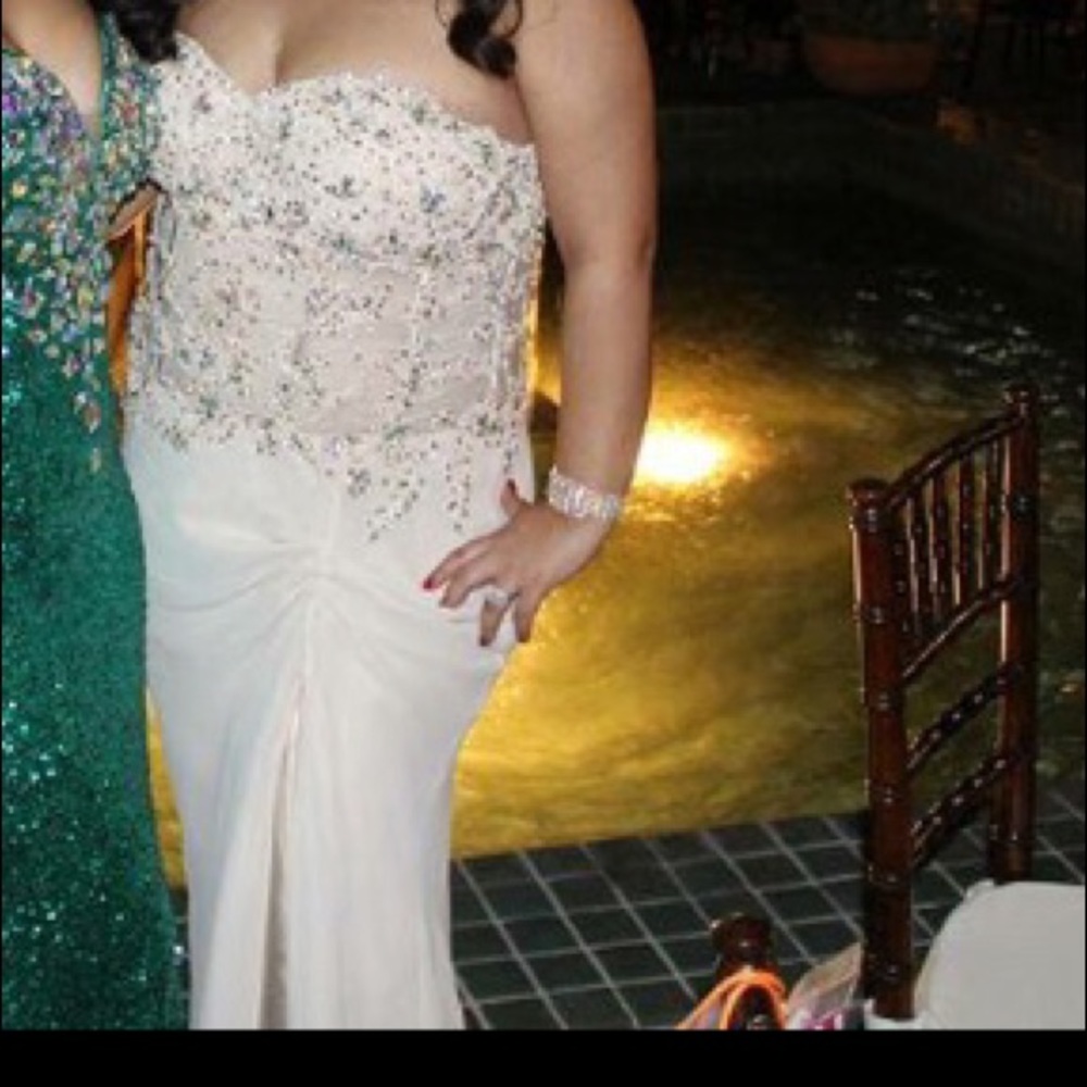 Strapless bedazzled prom dress